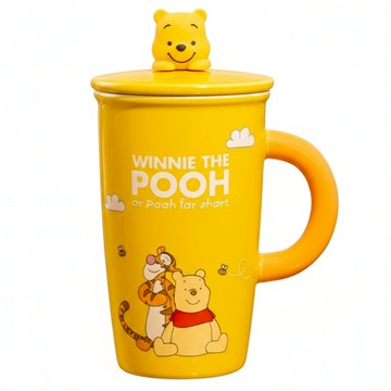 Winnie the Pooh 陶瓷杯 12.8*18公分(直徑*高) 杯蓋 9.8公分(直徑)  小熊維尼 + 黃色  1個
