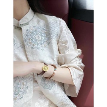 新中式輕國風春季新款女裝干練氣質白色印花立領馬甲疊穿兩件套裝