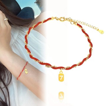 【TLH】黃金墜手鍊 純金999 情牽紅緣 約重0.05錢±0.01-廠商直送