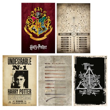 *【哈利波特】Harry Potter 系列海報-霍格華茲校徽/咒語與魔法/不受歡迎通緝/人物魔杖/死神的聖物