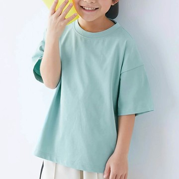 日本 devirock - 接觸涼感 落肩廓形素色短袖上衣-薄荷綠