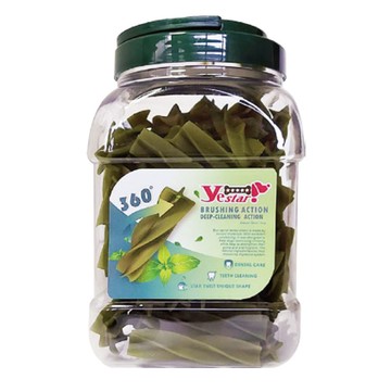 [家速配]YS超彈軟Q四星螺旋潔牙棒-草本M桶裝750g