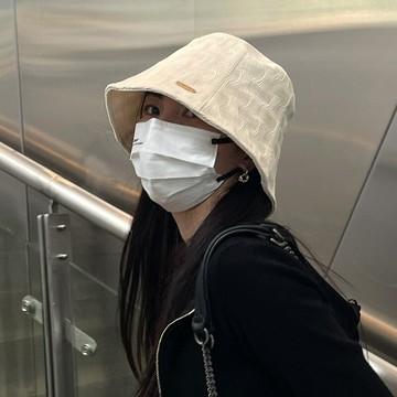 復古中式紋理感漁夫帽子女～直筒顯臉小素顏百搭水桶帽盆帽