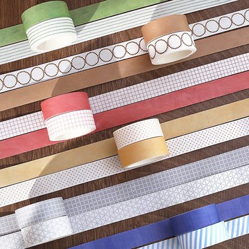 【基礎手繪】2卷套組 和紙手帳膠帶 可愛幾何元素拼貼DIY素材貼紙