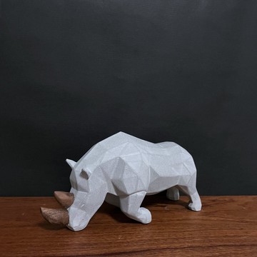 【水泥動物擺飾-犀牛】Low-poly / 清水模 / 桌上療癒 / 送禮