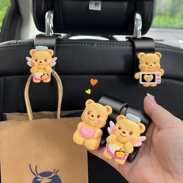 車載掛鈎 多功能可愛卡通汽車座椅背掛鈎收納 車用掛式後排儲物鈎子 車用內飾掛鉤 汽車椅背掛鉤 精美功能裝飾 汽車掛鉤