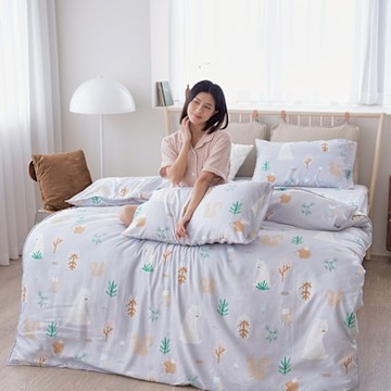 BUHO 台灣製LYOCELL萊賽爾 雙人加大四件式被套床包組(林間悠旅)