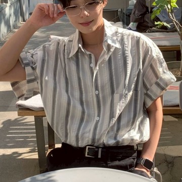 【Metanoia】🇰🇷韓製 條紋短袖襯衫