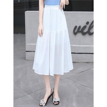 女士白色半身裙新款a字裙中長款口袋半裙小個子垂墜感裙子夏洋氣