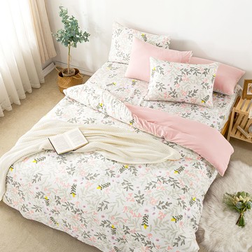 【廠商直送】iHOMI舒柔棉床包被套組-雙人加大-莓果薄荷