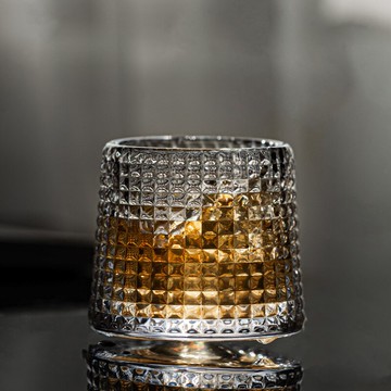 創意旋轉解壓玻璃水杯家用ins風錘紋啤酒泡茶杯高檔洋酒威士忌杯