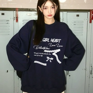 【 𝑭𝒍𝒐𝒘𝒆𝒓𝒔𝒆𝒂】Oversize慵懶風 韓系 大學T 衛衣女 圓領衛衣 加絨加厚 高磅數 刷毛大學T 美式大學T