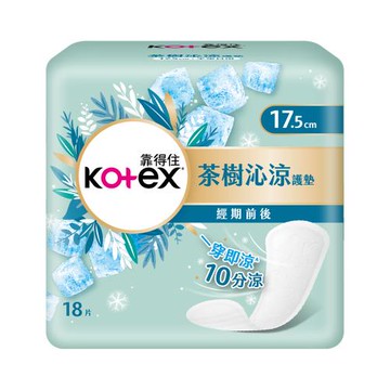 Kotex 靠得住 茶樹沁涼護墊(涼感護墊) 經期前後 17.5cm 18片x12包/箱