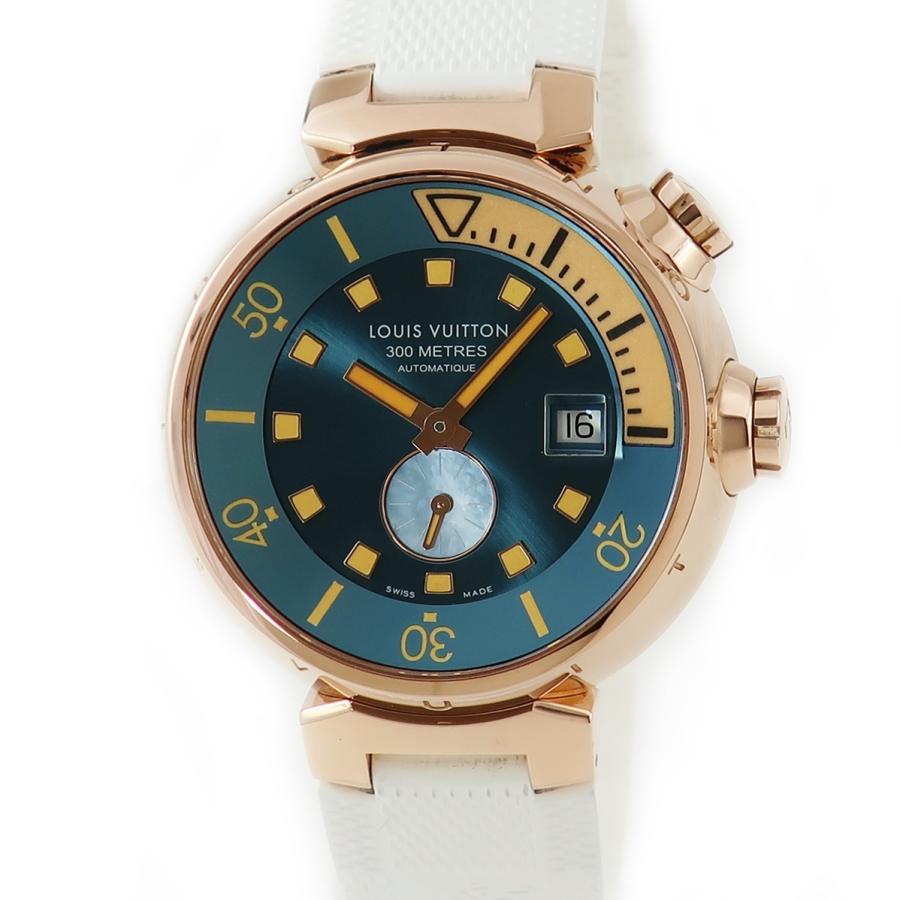 LOUIS VUITTON 18K Rose Gold Tambour Diver Watch Model Q103E