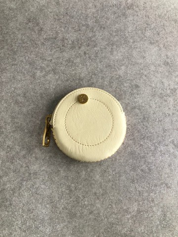 [日本直銷，品牌二手包] CELINE 零錢包，白西裝外套，皮革，圓形，復古，舊款，c23yx5