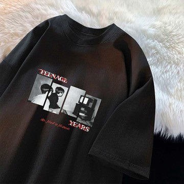 【FOH】100%純棉 短袖 t恤 印花 t恤 寬鬆上衣 韓系衣服 學生穿搭 休閒上衣