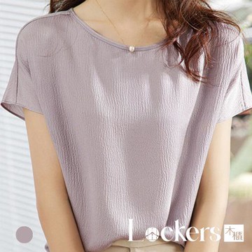 【Lockers 木櫃】寬鬆短袖襯衫上衣 L114060401