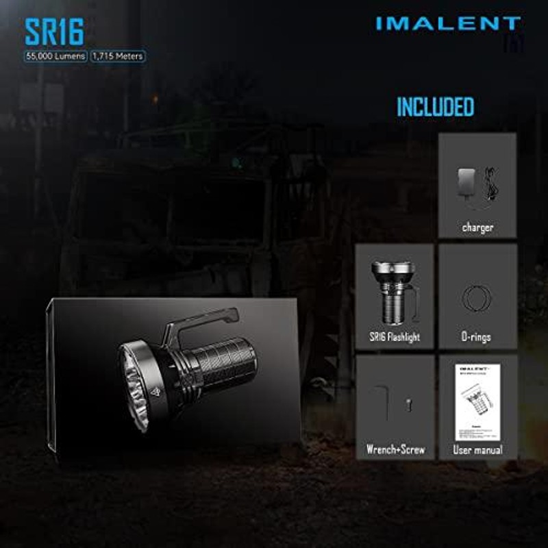 IMALENT SR16 懐中電灯 強力 高光度 55000ルーメン 最強 遠距離照射 1715メートル アウトドア 明るい 軽量 手持ちトーチ ライ  | LINEブランドカタログ