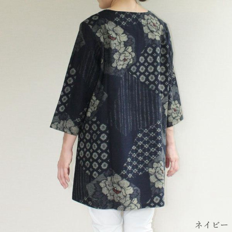 和柄 木綿  チュニック レディース ミセス  50代 60代 70代 ファッション 春 夏 秋 婦人服 和柄服 和風 七分袖 ゆったり 綿100％ おしゃれ プレゼント 母の日 和柄 木綿 チュニック レディース ミセス 50代 60代 70代
