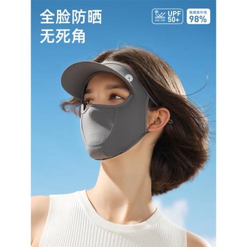 帶帽檐防曬面罩女夏臉基尼防紫外線全臉冰絲面部防護遮陽騎行口罩