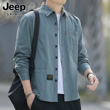 JEEP SPIRIT長袖襯衫男士2025年冬季新款潮流帥氣寬松休閑襯衣男