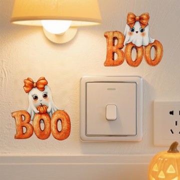 【MR.ZAKKA】創意壁貼-萬聖節主題 可愛橘色小幽靈2入組 居家布置 DIY可移式壁貼 無痕壁貼 牆貼