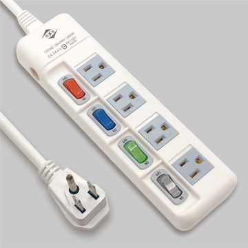 《台灣製造》過載斷電4開4座3孔15A電腦電源線 - CK3444(6、9、15尺)