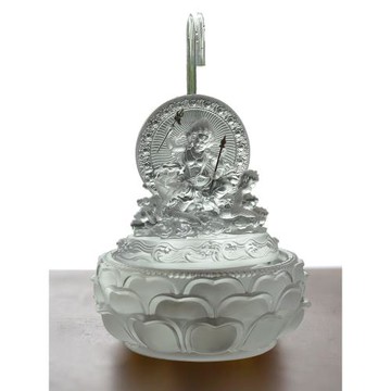 (免運)琉璃五路水供黃黑紅綠白財神爺佛像循環流水擺件招財客廳浴佛盆