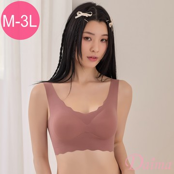 內衣 無鋼圈 (M-XXXL)波浪V型Bra Top抹胸無痕內衣_紫色#5541