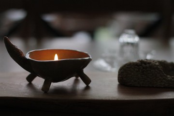 純手捏綠色系陶瓷狐狸燭台/盆栽/豆皿