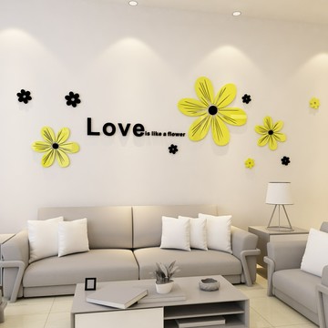 夏花亞克力3d立體墻貼自粘臥室客廳餐廳沙發影視背景墻面裝飾貼畫