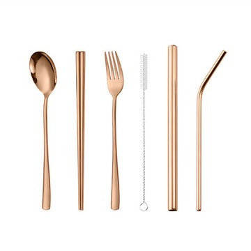 [福利商品]25-11_fuji-grace-富士雅麗-鈦金304不鏽鋼餐具-六入組-57g-湯匙-叉子-筷子-細吸管-