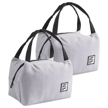 LANSU 手提式保冷保溫收納袋 2入組 便當袋 耐用牛津布材質  22 x 15 x 16cm  灰色  2組