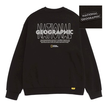 男女同款 LONTRA 字母圖案寬鬆衛衣 - 黑色