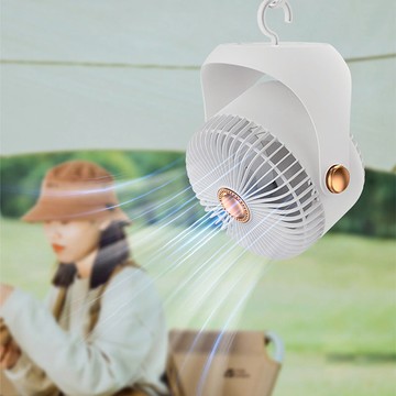 三合一涼感DC循環風扇 隱藏式收納吊鉤 藍色