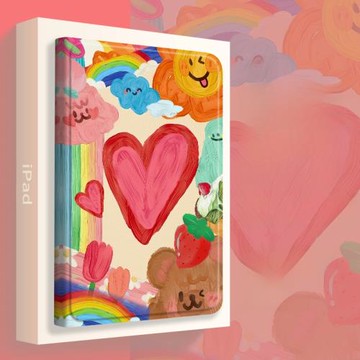 圣鉑適用iPadPro創意愛心涂鴉保護套iPadAir5高級感新款iPad蘋果2022第九代mini6時尚4帶筆槽9磁吸10支架pro
