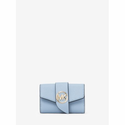 MICHAEL KORS 6連キーケース ジップ リング ペールブルー レザー-