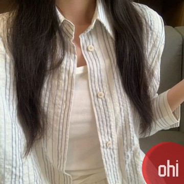 【ohi】韓系長袖粉色條紋襯衫 防曬衫 寬鬆休閒襯衣外套 女生襯衫 長袖襯衫 襯衣 長袖上衣 女裝 GSXA20