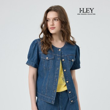 ILEY伊蕾 簡約小泡袖萊賽爾牛仔外套(藍；M-XL)