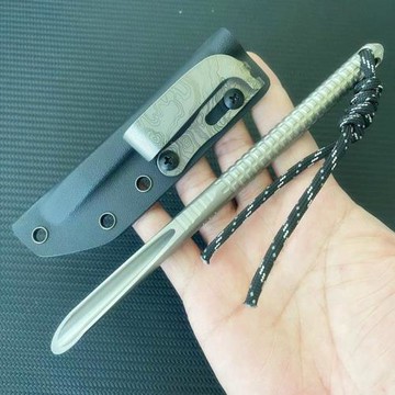 天啟雷紋TC4純鈦合金大吸管K鞘鈦背夾微技術戰術防身多用隨身裝備