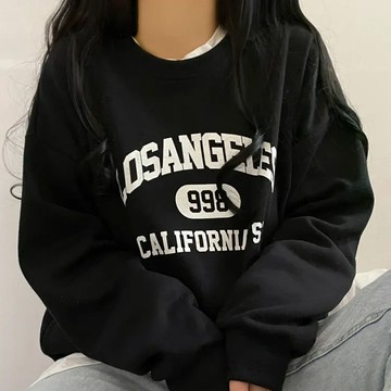 Vuja de 大學t 黑色薄衛衣 美式復古  秋冬 長袖上衣 刷毛 設計感 oversize 寬鬆顯瘦上衣