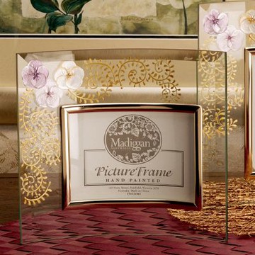 Madiggan貝斯麗 紫紅色鬱金香手工彩繪玻璃相框-買一送一