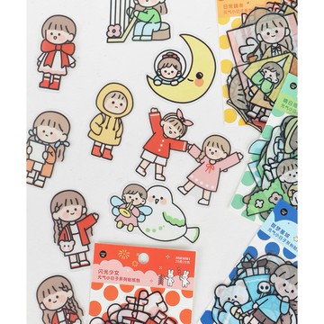 🍋檸檬青🍋 台灣現貨超可愛卡通人物元氣小日子系列PET防水貼紙4款20枚入手帳裝飾素材