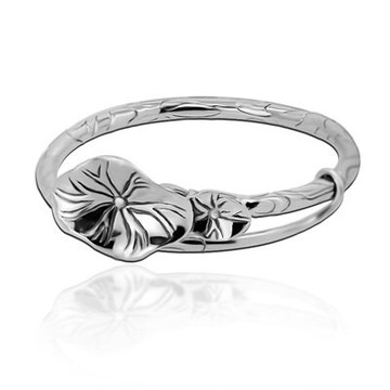 現貨+預購 925純銀手環手鐲-光面荷葉蓮葉可調整情人節生日禮物女飾品73na106【獨家進口】【米蘭精品】