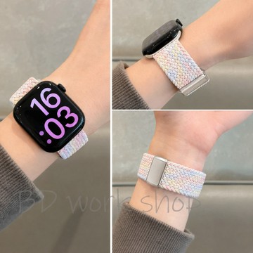 新色 奶油棉花糖 尼龍編織錶帶 適用 apple watch s11 蘋果錶帶 iwatch 10 9 8 7 6 SE