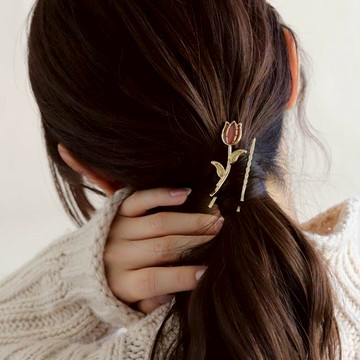 ｜OSEWAYA｜鬱金香髮夾 - 2入 粉色 紅色 紫色 優雅花店 髮飾 春季 花朵 日本飾品 日本製造