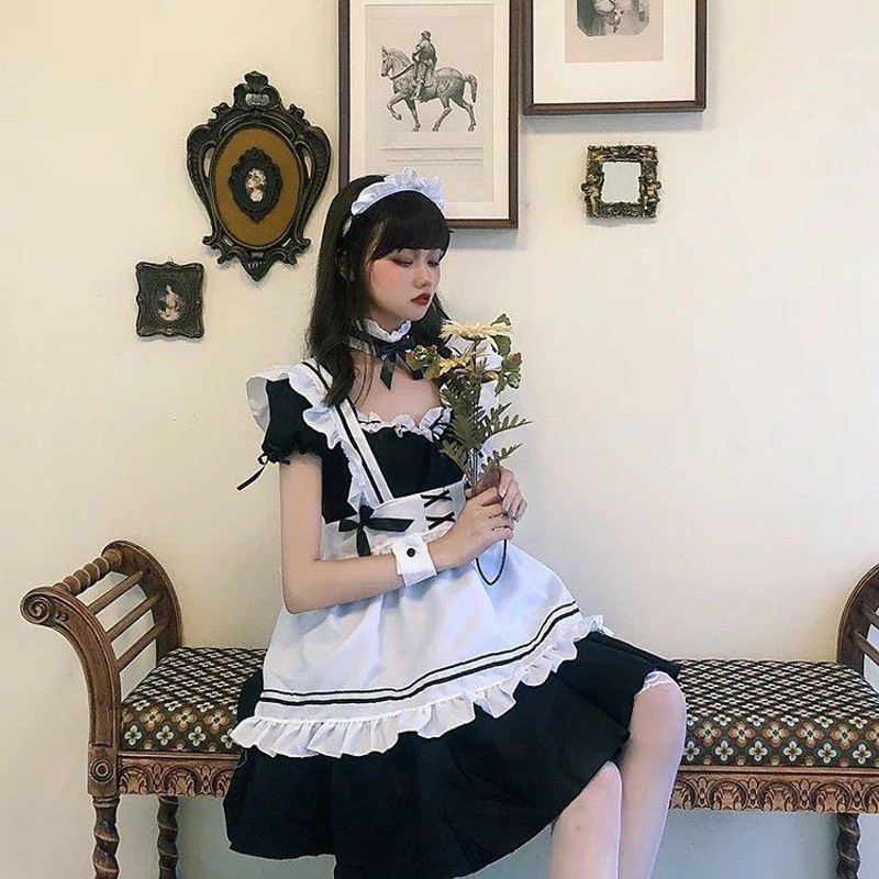 ハロウィン メイド服 大きいサイズ ワンピース ハロウィン コスプレ メイド服 メイド 定番 ワンピース 編み上げ 衣装 フルセット 仮装 衣装  コスチューム こすぷ | LINEショッピング