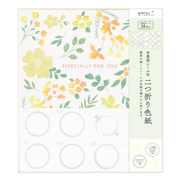 對折留言卡&半透明留言貼紙-花卉黃_33260  花卉黃  1入