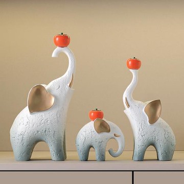 大象一家三口酒柜裝飾品玄關擺件輕奢高檔客廳三口之家樹脂小擺設