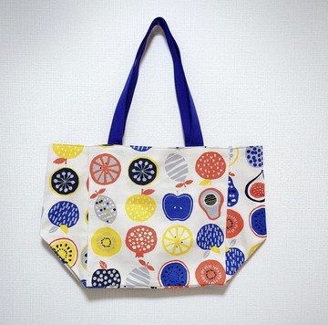 日本印花棉布托特包-寬底-彩色水果了